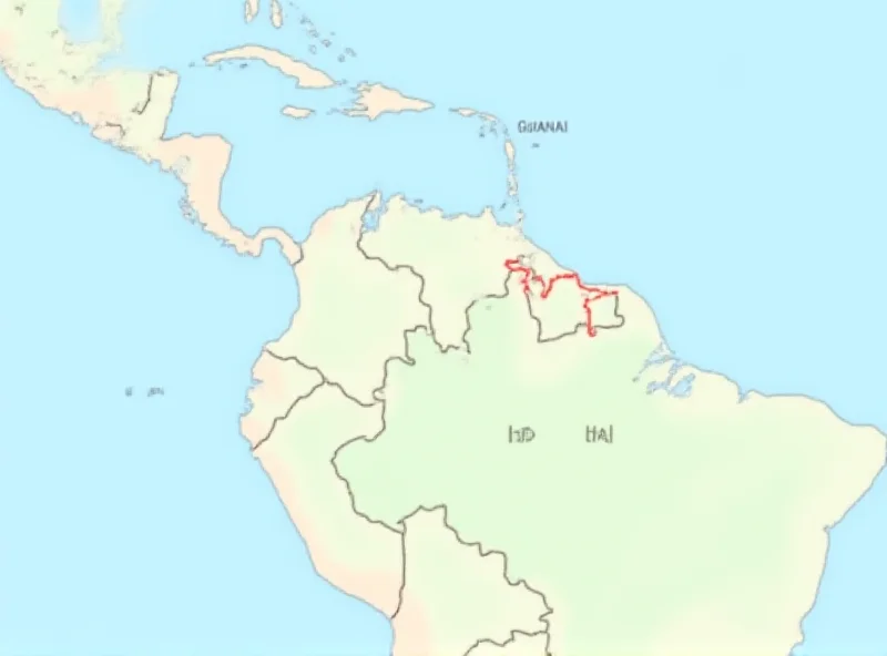 A map highlighting the Essequibo region and disputed waters between Guyana and Venezuela.