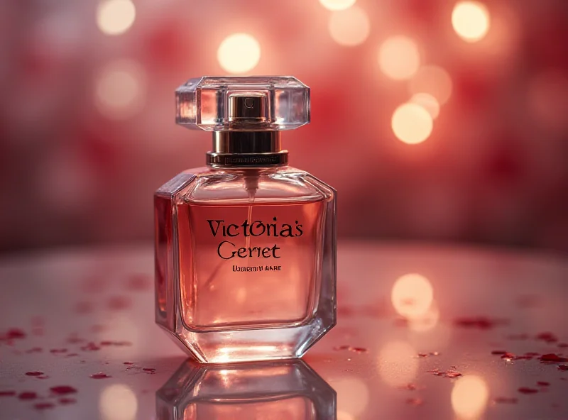 Close-up of a Victoria's Secret perfume bottle with soft lighting.