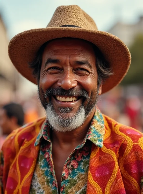 A portrait of Martinho da Vila, a famous Brazilian samba singer and composer, known for his contributions to Vila Isabel.