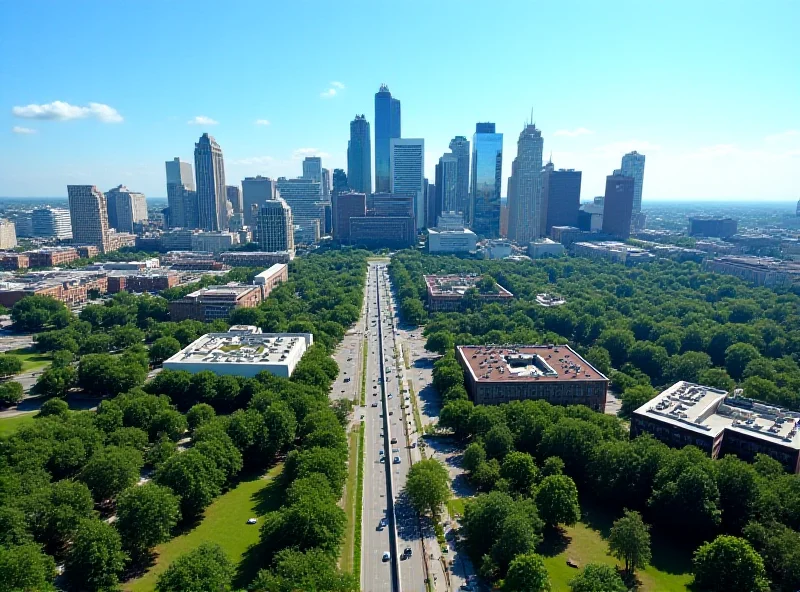 An aerial view of Atlanta, Georgia, on a sunny day.