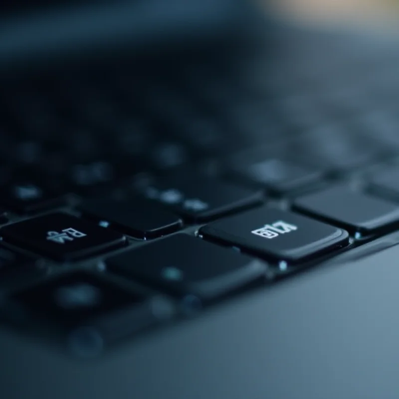 Close-up of a Dell laptop keyboard.