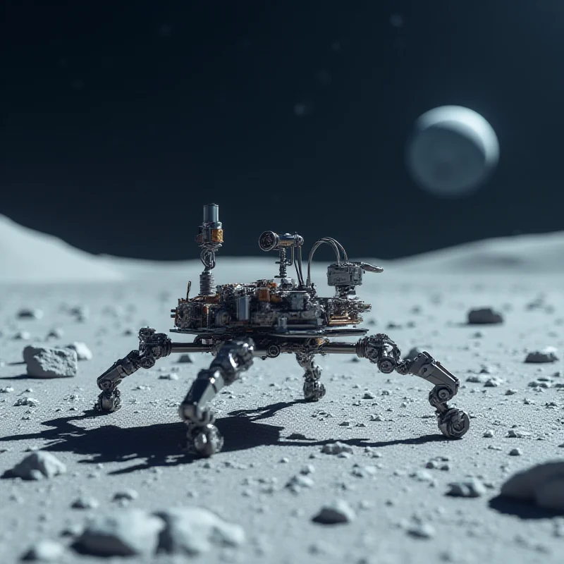 Illustration of a hopping robot on the moon