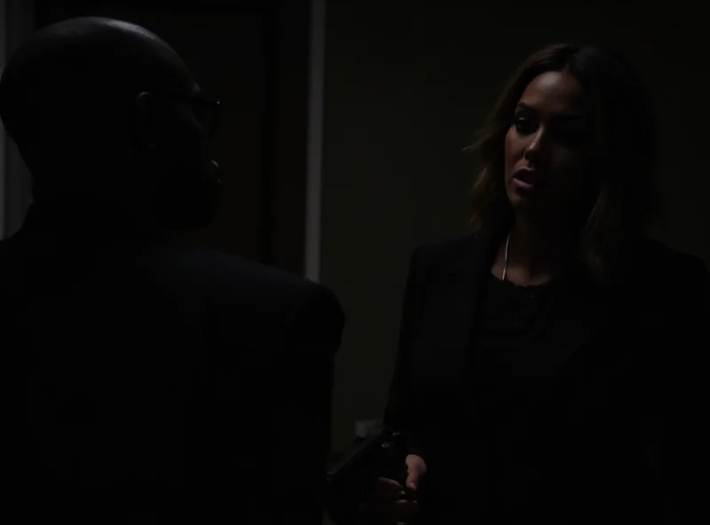 A still from the Netflix series 'Black Doves,' featuring a tense scene with the main characters involved in espionage.