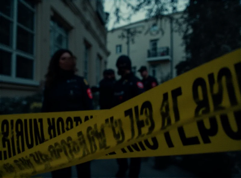 Police tape at a crime scene in Warsaw, Poland.