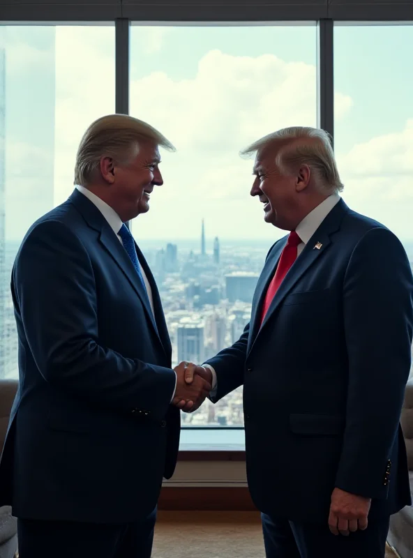 Donald Trump and Volodymyr Zelensky shaking hands in Trump Tower