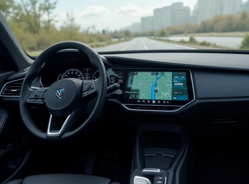 A modern car dashboard displaying Waze navigation on an integrated screen alongside the traditional instrument cluster.