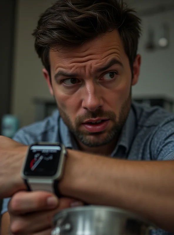 A frustrated person staring at their smartwatch, presumably struggling with a single timer.