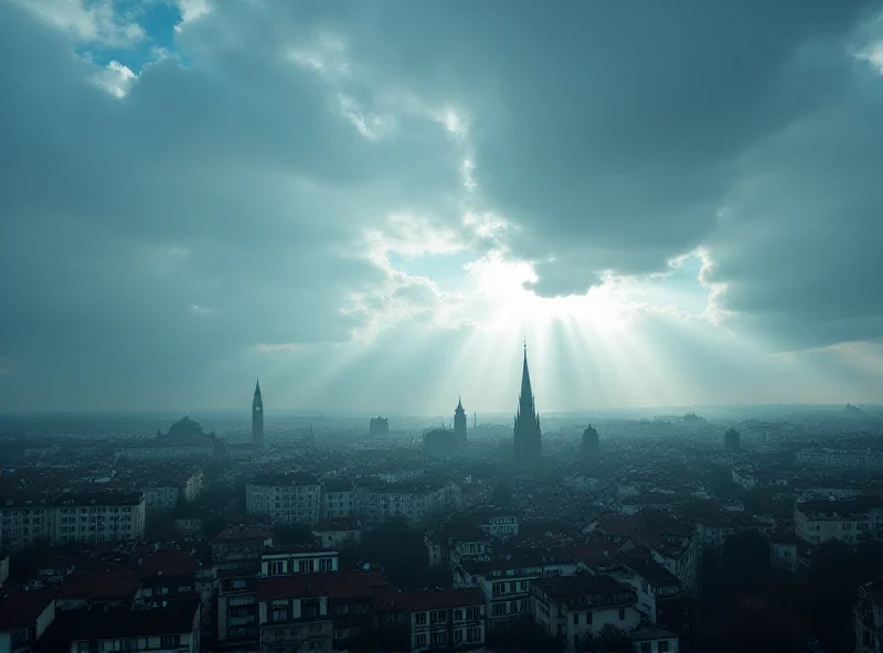 Landscape image of clouds over a European city