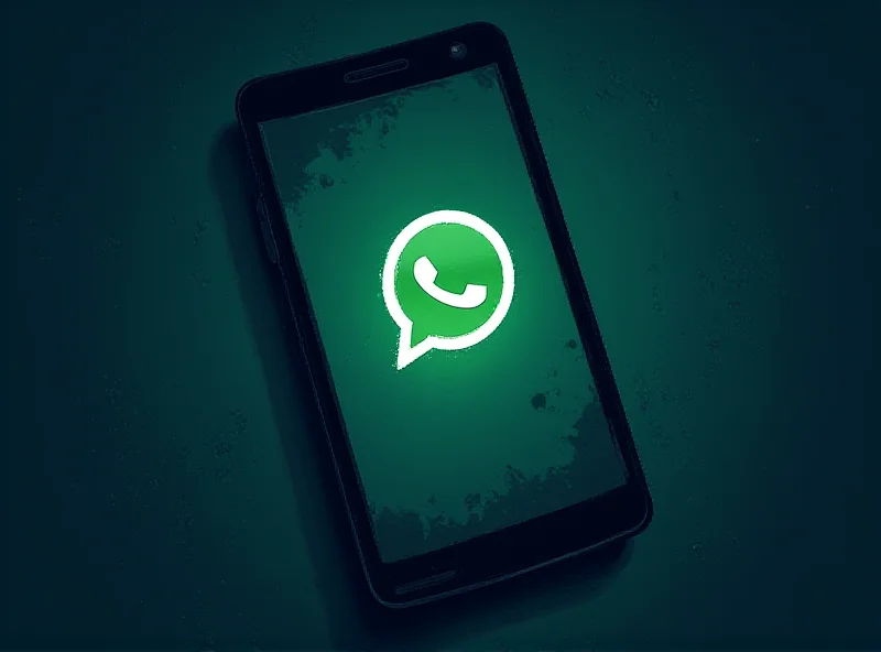 Illustration of a smartphone with a WhatsApp icon overlaid with a spyware symbol.