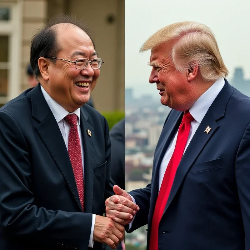 A split image showing CC Wei of TSMC and Donald Trump shaking hands at the White House on one side, and a depiction of Taiwan's 'silicon shield' protecting it from China on the other side.