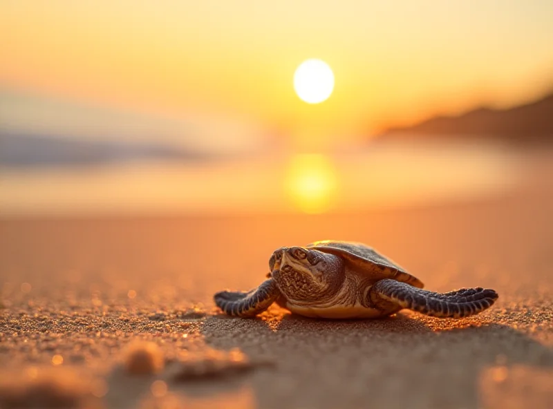 Turtle Hatchling on a sandy beach