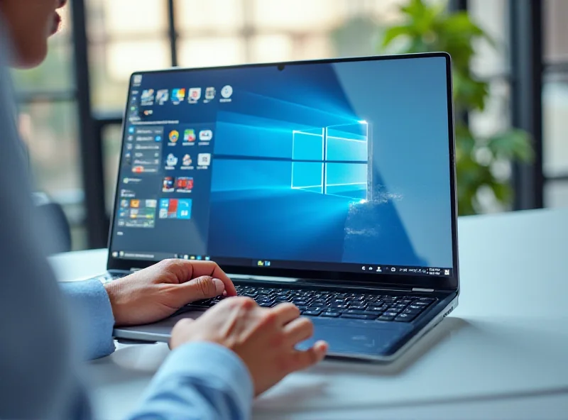 A person working on a laptop with the Windows 11 Pro interface displayed, showcasing its sleek design and modern features.