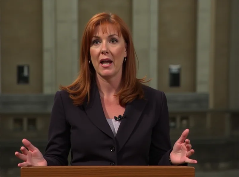 Angela Rayner speaking at a podium with a determined expression.