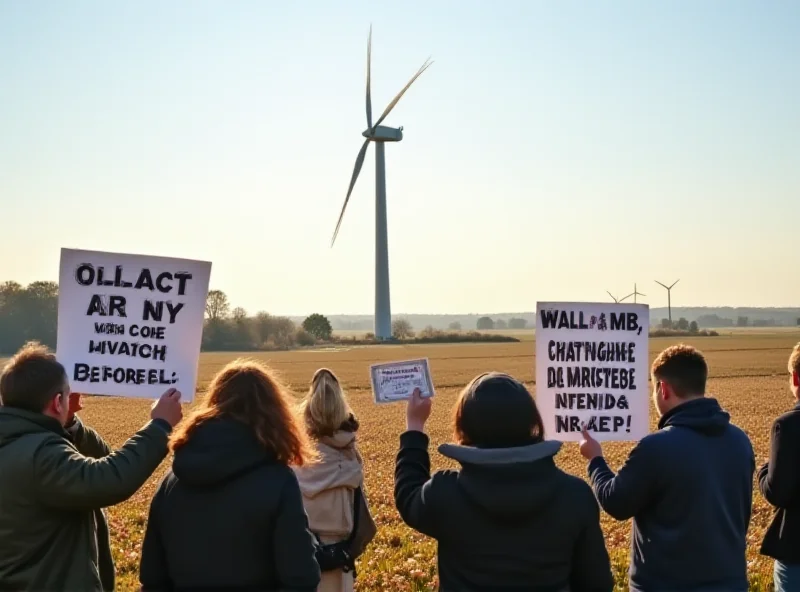 Protest against the wind turbine in Zonnebeke