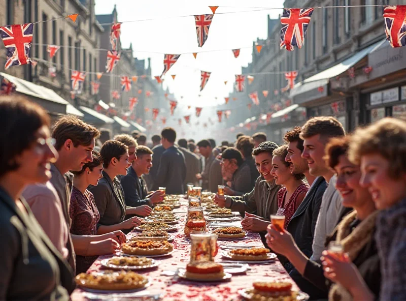 A street party celebrating VE day in London, UK.