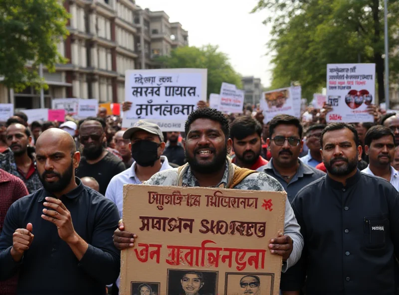 A protest in Bangladesh calling for the release of political prisoners.