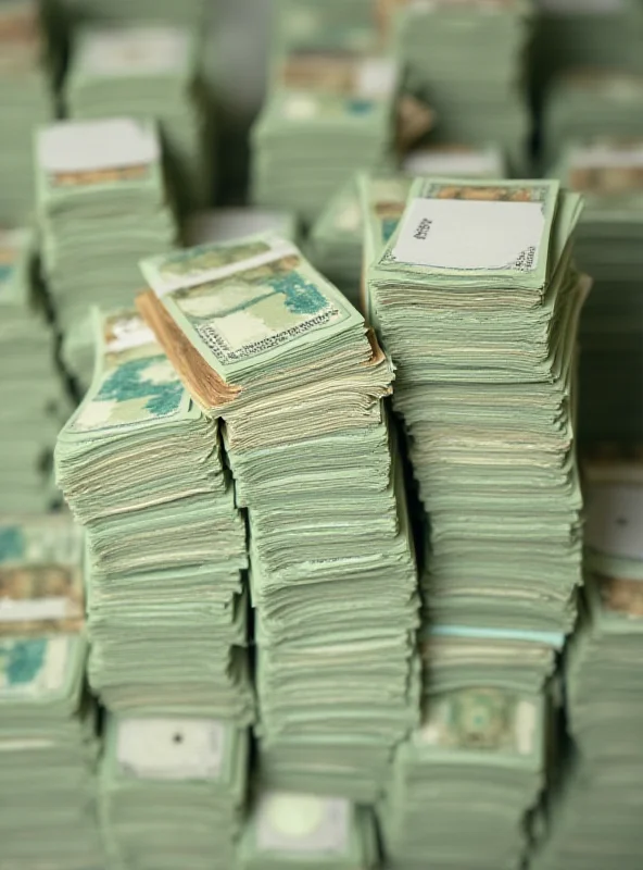 Iranian currency rial stacked in piles