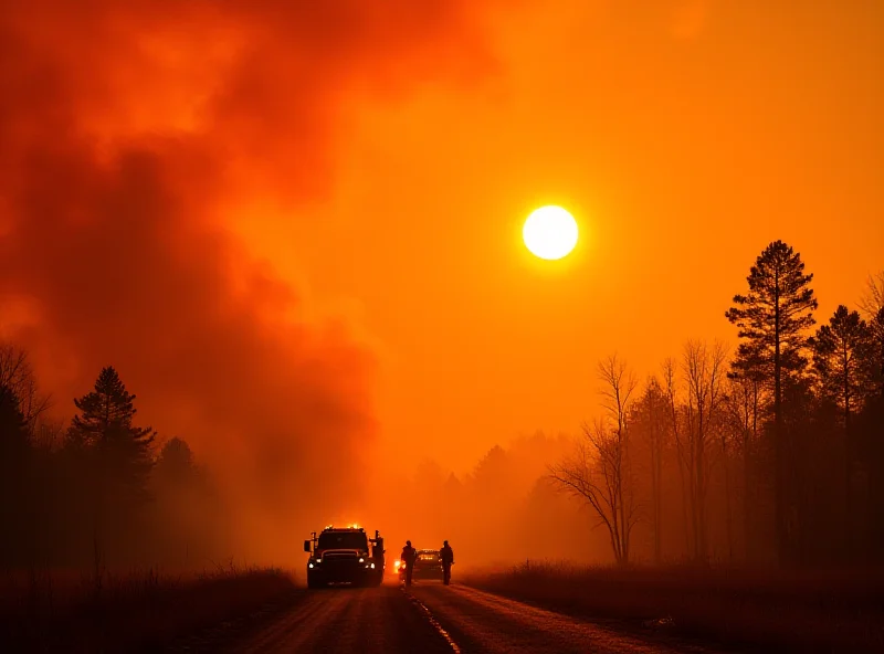 Smoke billowing from a forest fire in the Carolinas