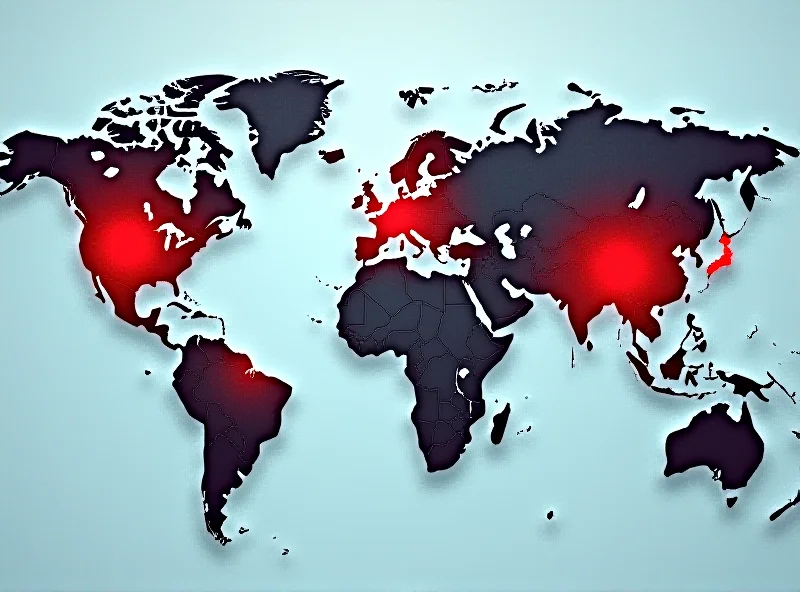 A stylized image depicting a world map with areas of conflict highlighted in red.