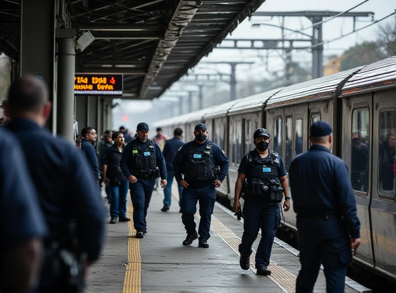 Police investigating a bomb at a train station