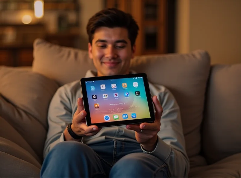 A person holding a slim Xiaomi tablet while relaxing on a couch, showcasing its lightweight design and usability.