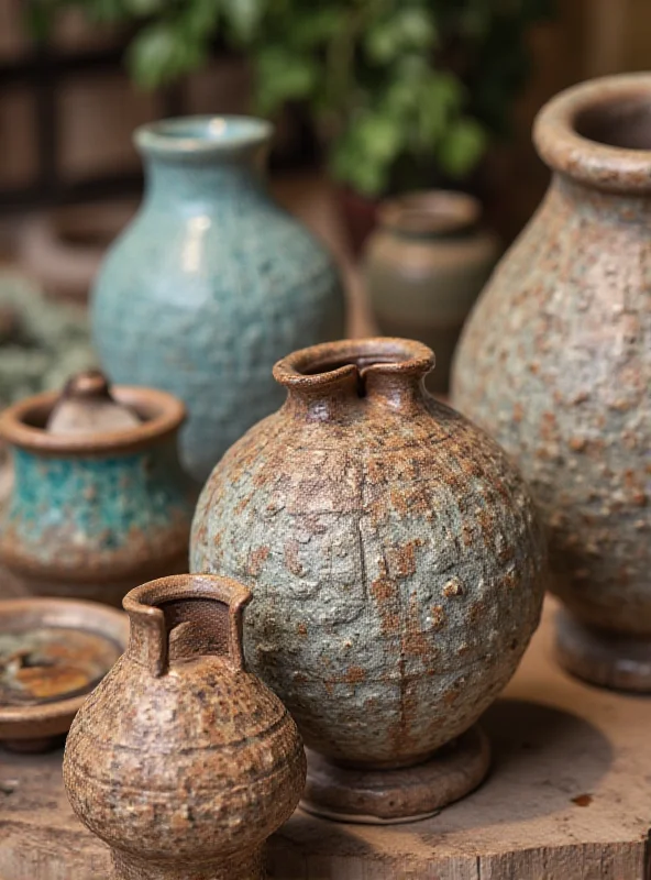 Close-up of Marie Skuhravá's handcrafted ceramics, showcasing intricate designs and textures.