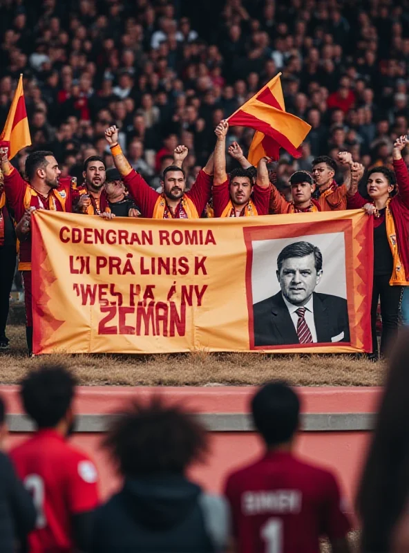 Fans holding a banner with a message of support for Zdeněk Zeman during a Roma match.