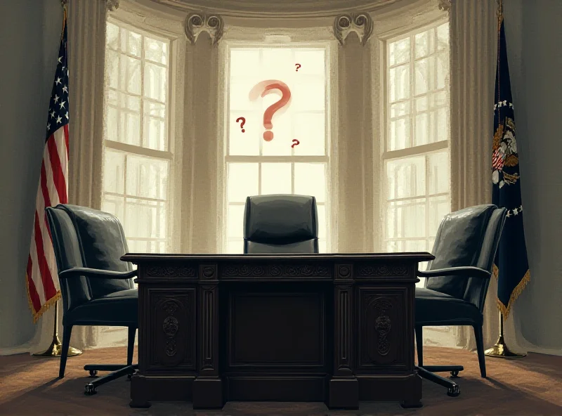 Illustration of the Oval Office with question marks floating above it, suggesting uncertainty and disagreement.