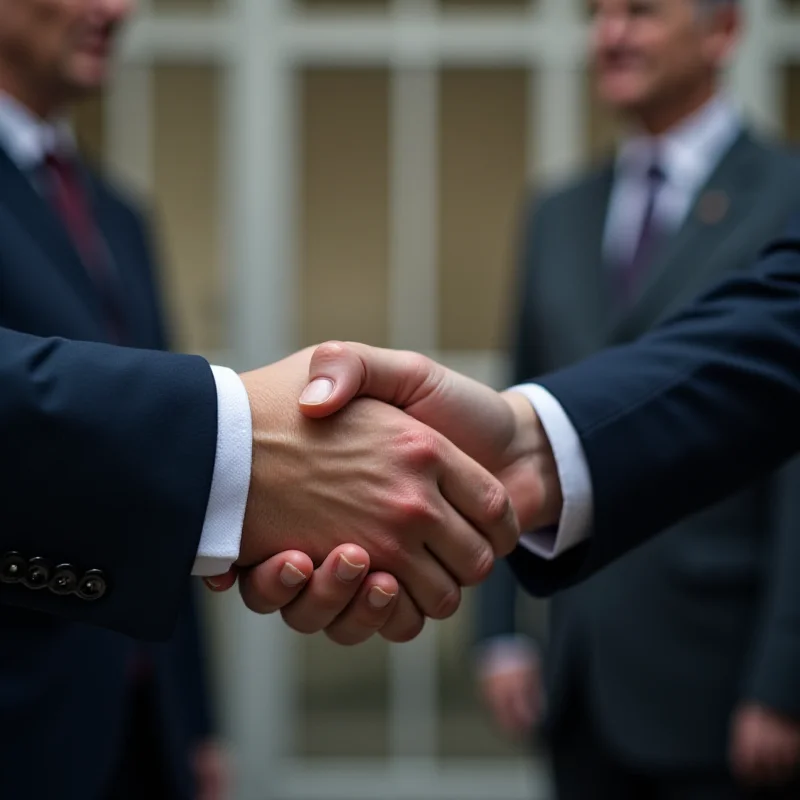 A handshake between Volodymyr Zelensky and a UK official