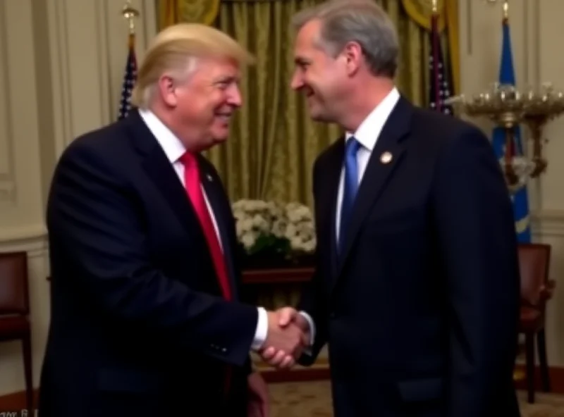 Donald Trump and Volodymyr Zelensky shaking hands at the White House.