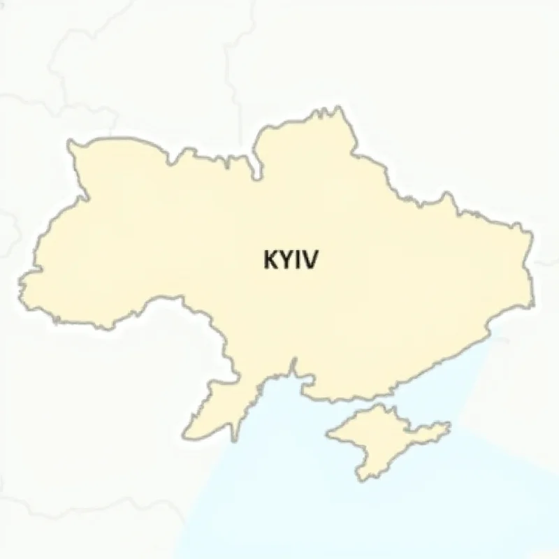 Map of Ukraine with emphasis on Kyiv