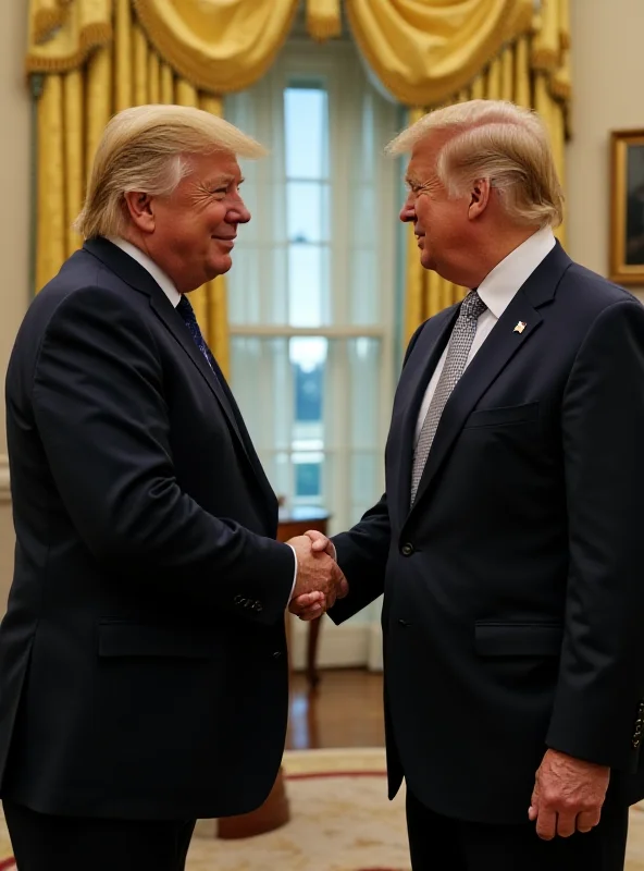 Donald Trump and Volodymyr Zelensky shaking hands in the Oval Office