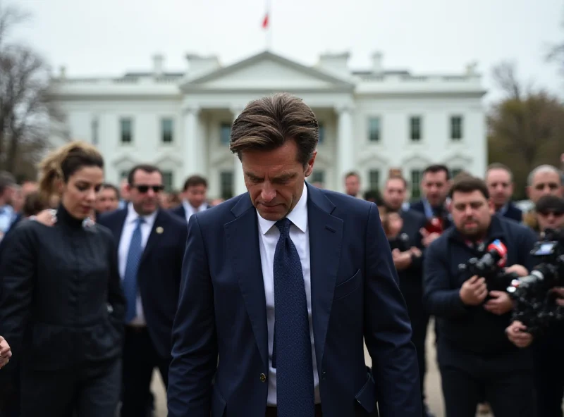 President Zelensky leaving the White House, ignoring shouted questions from reporters.