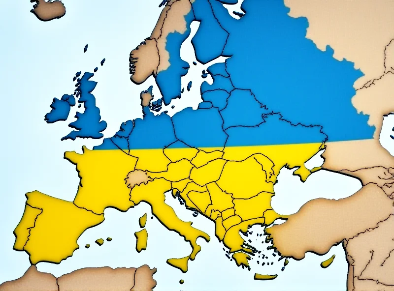 A map of Europe with the Ukrainian flag highlighted.