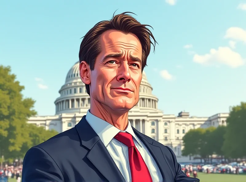 Illustration of Marco Rubio looking confused in front of the US Capitol building.