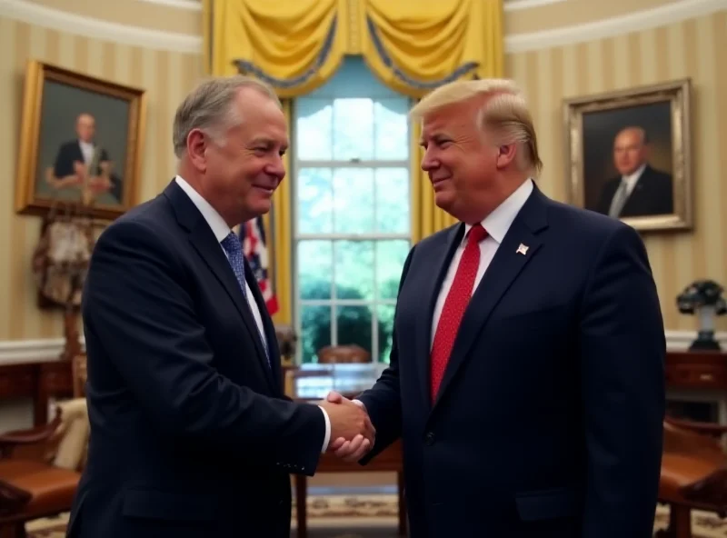 Volodymyr Zelensky shaking hands with Donald Trump at the White House