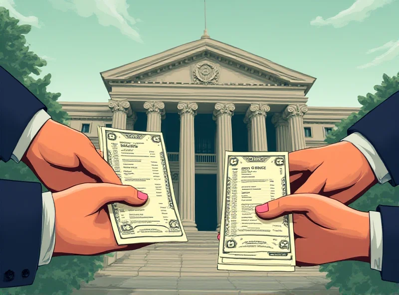 An illustration of bonds being traded with US Treasury building in the background