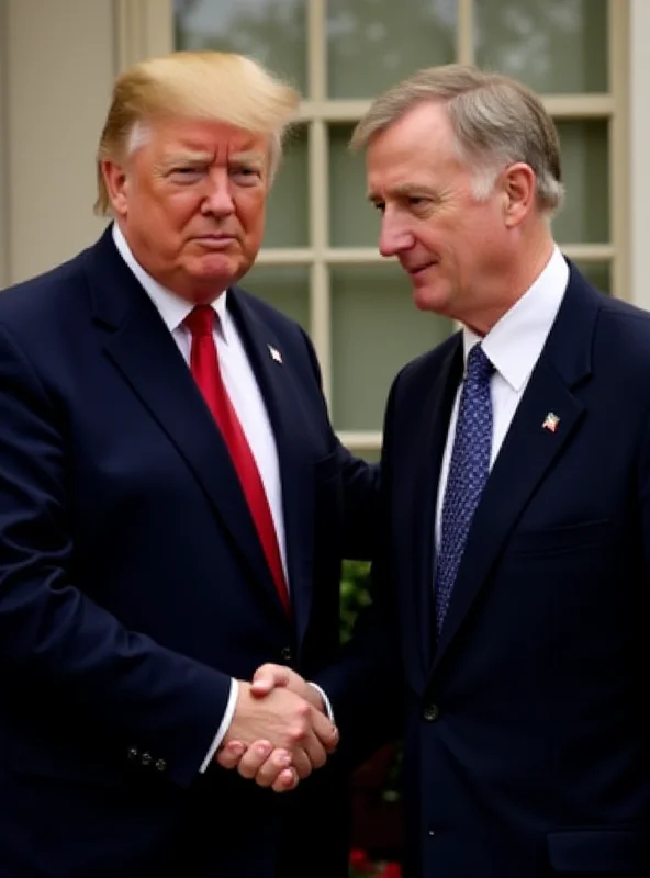 Donald Trump and Volodymyr Zelenskyy shaking hands, looking strained.