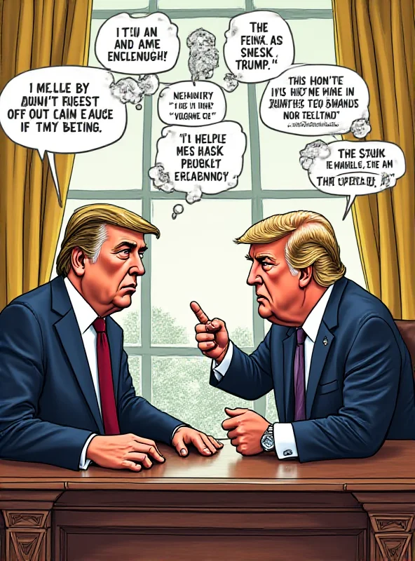 A political cartoon depicting a tense meeting between Zelenskyy and Trump.