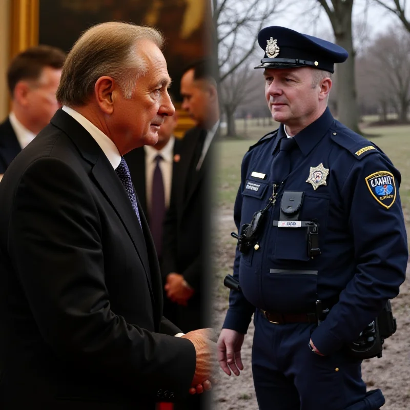 A split image showing Zelenskyy shaking hands with King Charles on one side, and a Polish police officer at a crime scene on the other.