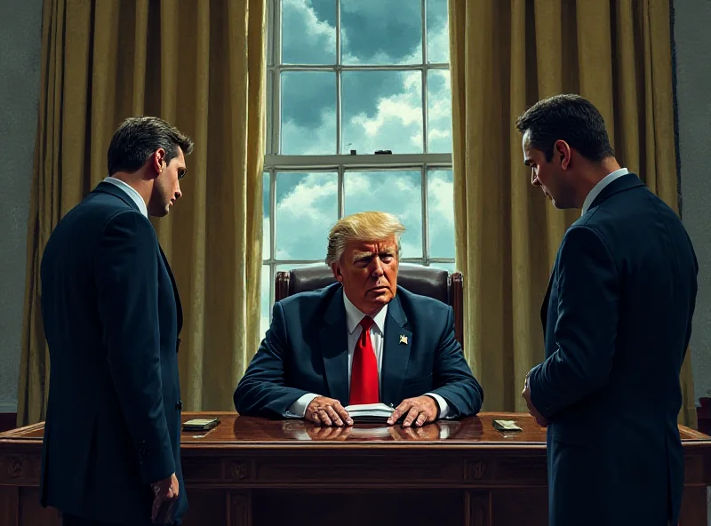 Illustration of a tense meeting between Zelenskyy and Trump in the Oval Office